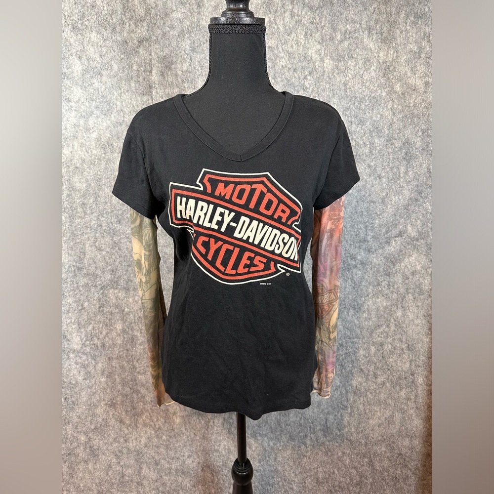Harley Davidson Bumpus Memphis Womens Large Mesh Tattoo Long Sleeve Y2K T-Shirt
